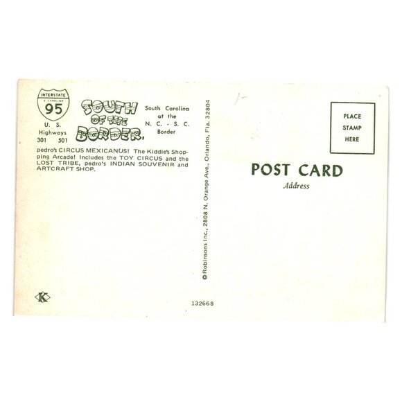 Vintage Postcard South Of The Border Circus Scene North South Carolina Border - Picture 2 of 2